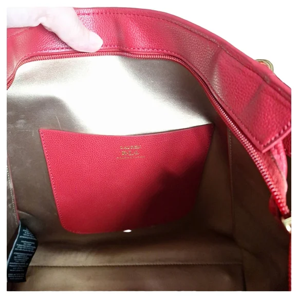 Ralph Lauren Large Red Saffiano Leather Tassel Tote - Picture 11 of 14